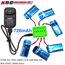 Fochutech Sync 6in1 3.7V/720mAh Battery Charger Wall Adapter Kits For SYMA X5C X5SC X5SW CX30 F949 M68 H5C MJX X705C ZK905 Drone