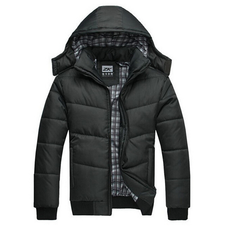Winter Coat Men black puffer jacket warm male overcoat parka outwear cotton padded hooded down coat