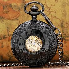 New Steampunk Retro Roman Number Pendant Mechanical Pocket Watch Men Women With Pin Chain P807C