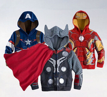 2016 The Avengers jacket and coat boys 2-10yrs, Baby Thor Cosplay jacket, Captain america jackets. Girls and boys hoodies