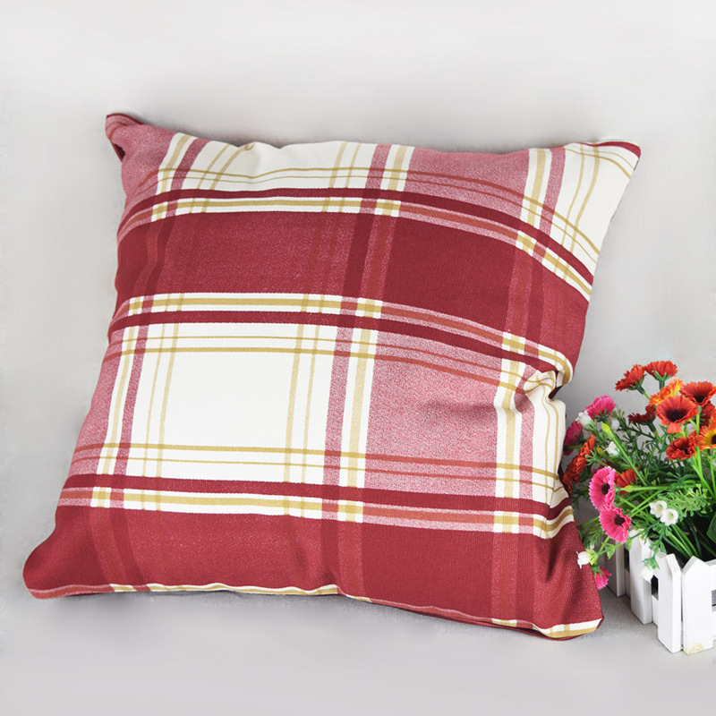 Decorative Throw Pillows Set Living Room Use Handmade Sofa Pillowcase Grid Red Couch Pillows Hot ...