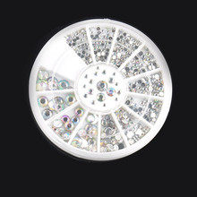 5 Sizes 400 Pcs Nail Art Tips Crystal Glitter Rhinestone 3D Nail Art Decoration Wheel