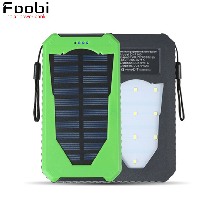 FOOBI New powerbank solar power bank 20000mah bateria externa solar charger powerbank for all mobile phone for pad Fast shipping FOOBI New powerbank solar power bank 20000mah bateria externa solar charger powerbank for all mobile phone for pad Fast shipping