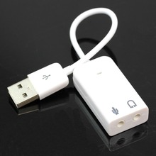 20cm 7.1-surround 2.0 External sound card w/3.5mm Speaker/Headphone and Microphone Jacks,USB 2.0 to Stereo Mic adapter converter