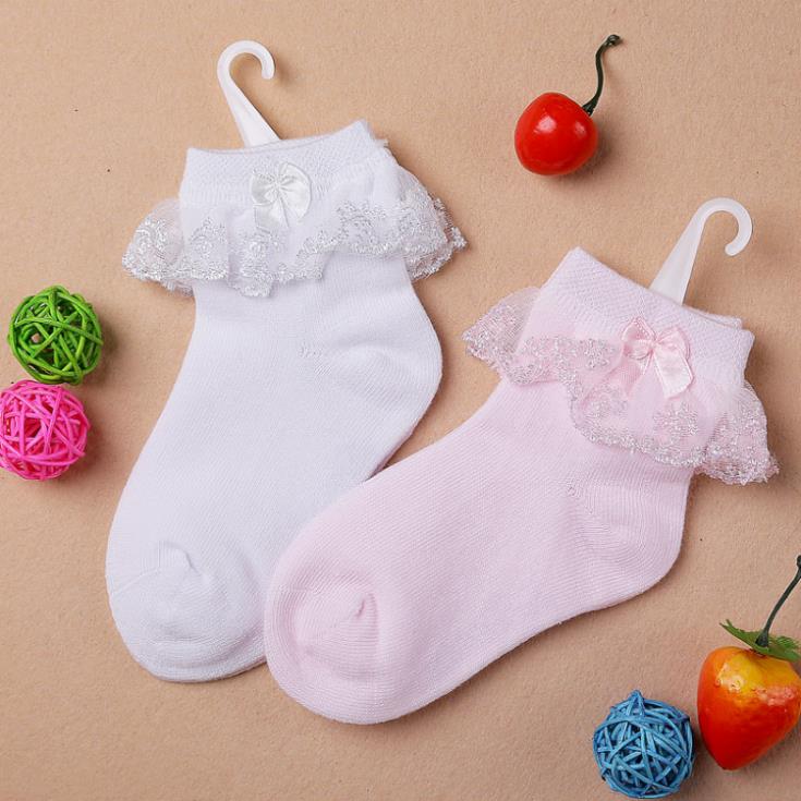 4 sizes for 2 12 years Baby boys and girls socks white and pink cotton socks