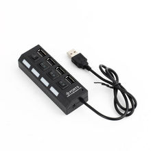 4 Port LED USB Hub Four Ports USB 2.0 Concentrator with LED Light and Separate Switch for Mobie Cellphone No Package