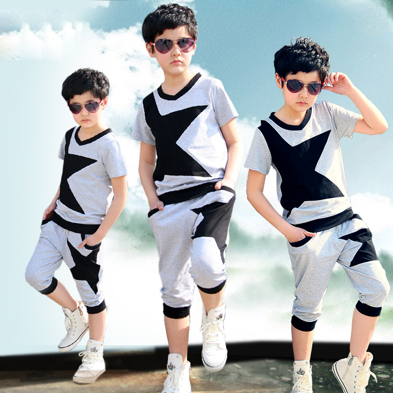 Children s clothing summer sets 2015 boys short sleeve tracksuit 12 15 years old boy clothes
