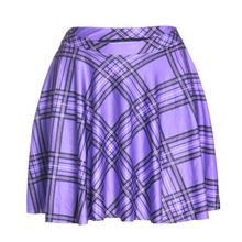 Casual summer style american apparel saia sexy 3d print Scotland plaid purple above knee mini Pleated skirts womens faldas jupe