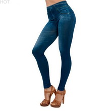 2016 Spring Autumn New Fashion Skinny Slim Thin High Elastic Waist Washed Jeans leggings Pencil Pants Denim Leggings For Women