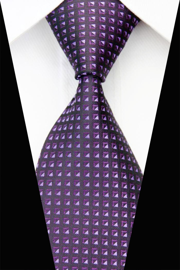 NT0599 Purple Black Geometric Man s Woven Necktie New Classic Silk Polyester Party Business Casual Wedding