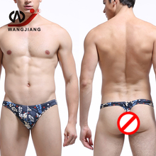 Mens Briefs Breathable Cotton Sexy Men Underwear Print Mens Silk Bikini Underwear Ropa Interior Hombre Slip Briefs