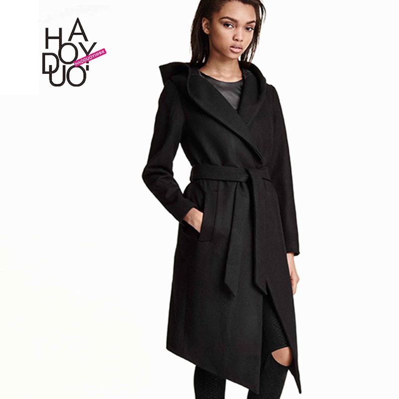 Lady Maxi Jacket 2015 Winter Coat Women Casaco British style blends classic hooded woolen coat lapel Slim waist windbreaker jack