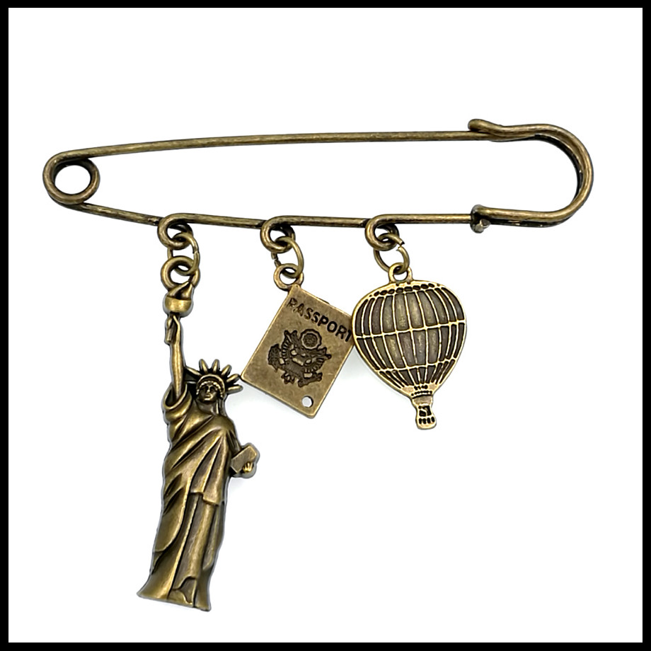 travel to the USA charm brooch safety pin font b kilt b font pin balloon passport