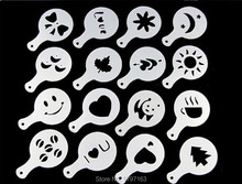 Barista Stencils Template Fashion Cappuccino Coffee Strew Pad Duster Spray Tools Free shipping 16Pcs Set