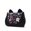 Cartoon Graffiti Edgy Small Flap Bag Women Cute Cat Ears Designer Ladies Lovely Chain Shoulder Bag
