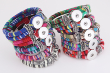 10 colors 2016 bracelet for women 18mm ginger snap button armband jewelry cloth sterling jewelry B202 bohemian bangles for man