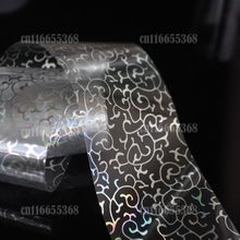 HOT Fashion Nail Art Glue Transfer Wrap Foil Sticker Glitter Tip Decal Decoration Clear Silver Laser