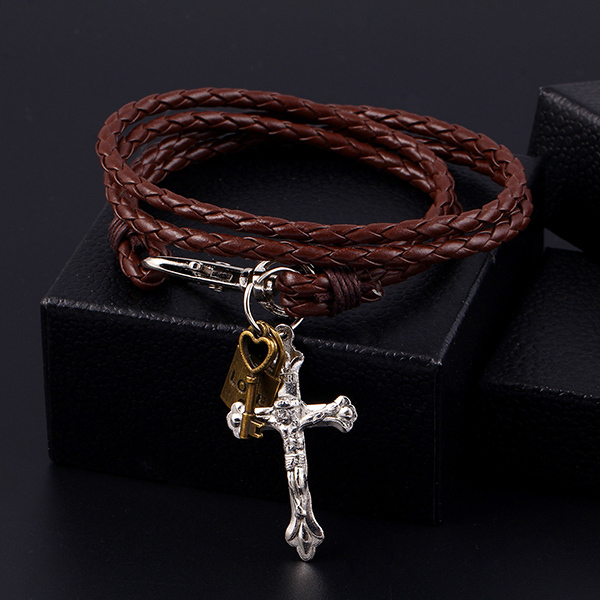 Hand  pendants rope Pendants jewelry Bracelets Cross Multi bracelet cross woven Cross   Men