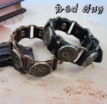 sl139/leather bracelet,high quality cowhide,vintage cowhide metal bracelet,Punk  Style,fashion jewelry,100% genuine leather
