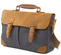Men Women Messenger Bags Vintage Canvas Genuine Cowhide Leather Briefcase Travel Crossbody Laptop Camera Shoulder Bag