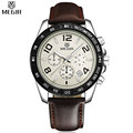 MEGIR Date Chronograph Sports Watches Men Genuine Leather Strap Watch Time Hours Fashion Casual Boys Waterproof