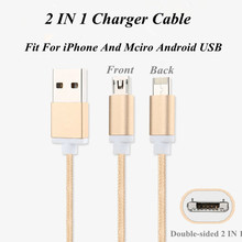 1M Double Side 2 in 1 USB Sync Date Mobile Phone Charger Cables For iPad iPhone 5S 6 6 plus For Samsung Xiaomi HTC Sony Huawei