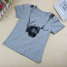 Delicate 2015 Summer Style Cartoon Funny Camera Short Sleeve T Shirt Tees Clothes Jul8 Fast Shipping