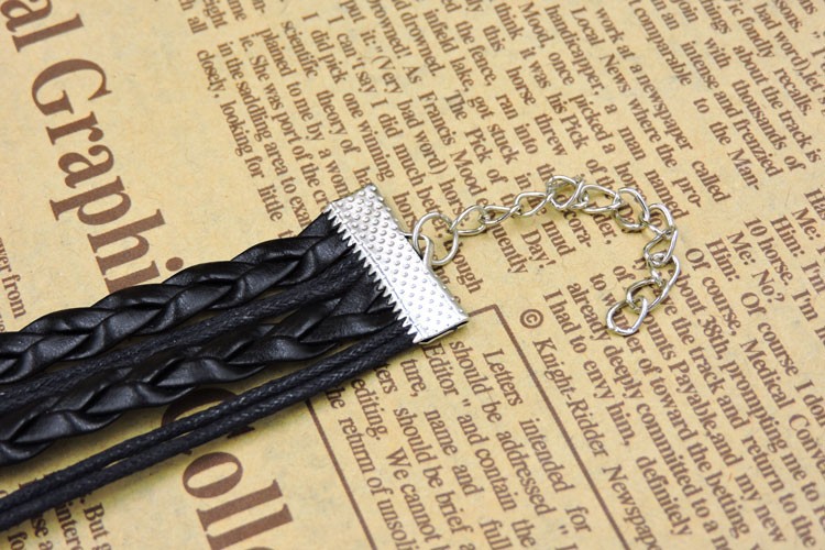 Silvery White Wolf Head Infinity unisex Leather Bracelets & Bangles for men,Hot sale Vintage Charm bracelet black rope chain