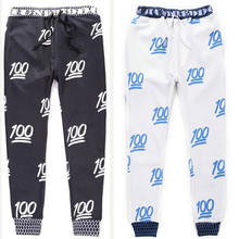 2014 New Fashion mens full length emoji jogger pants Men thick Cotton print 100 black jogger cartoon emoji pants,JA077