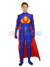 2015 Male Superhero Strong Superman Style Blue Costume the most classic halloween cosplay spandex Superman costume zentai suit