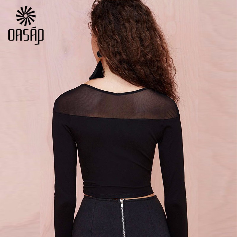 Sexy-Seamless-Mesh-Inlay-Long-Sleeved-Black-Cropped-Top-LC25383-3