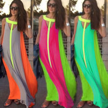 Sexy Women Summer Long Maxi BOHO Evening Club Party Long Dress Loose Beach Dresses Sundress 2016
