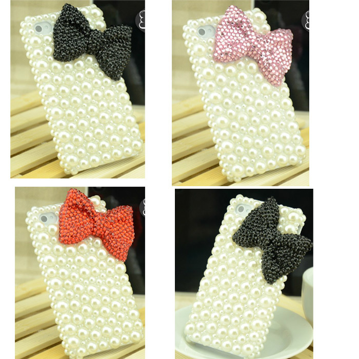 10pcs/lot 3D for Apple iPhone 5 case Bling Crystal Diamond Rhinestone Pearl Hard Back Butterfly Bowknot Bow Case for iphone 4s 4