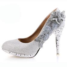 2016 Bride wedding shoes noble rhinestone shoes chromophous bride silver wedding shoes