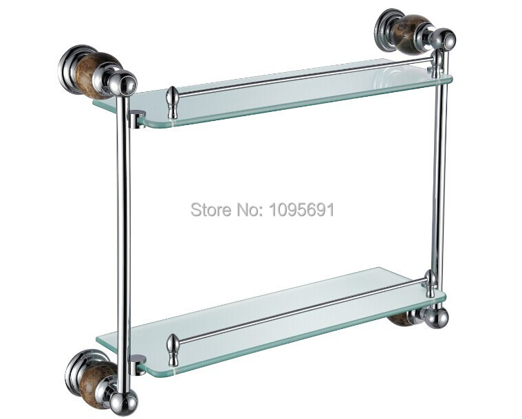 Free shipping European style luxurious brass+ marble+glass Glass Shelf commodity shelf bathroom accessories