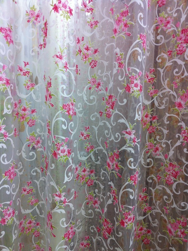 CS 28  Floral Sheer Curtain fabric Window Door Panel Curtain fabric Room Divider Voile Drape Scarf decorative Curtain fabrics