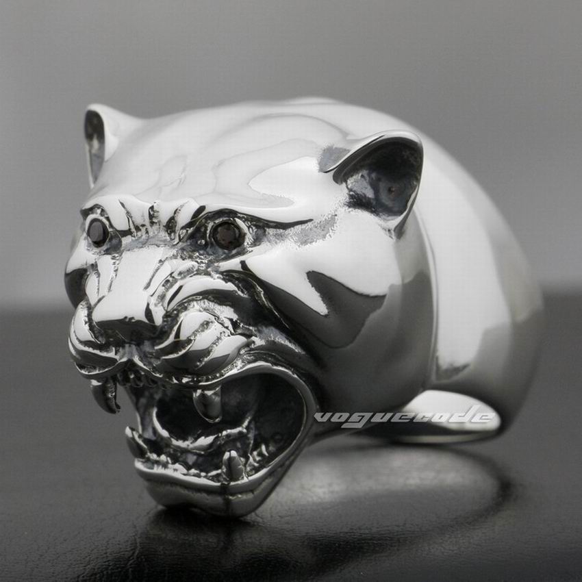 925 Sterling Silver Huge Heavy Cougar Lion Mens Ring 8E009