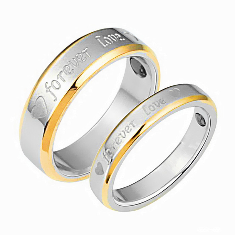 Surgical steel wedding ring sets