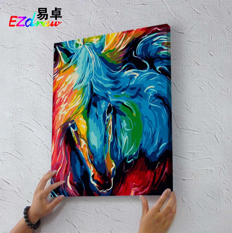 Draw Painting By Numbers colorful horse face 9010 DIY Oil Painting By