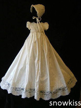2015 Blings Beaded Pearls White/Ivory Christening Dresses with Bonnet Short Sleeves Baby Baptism Robe Gowns For boys girls
