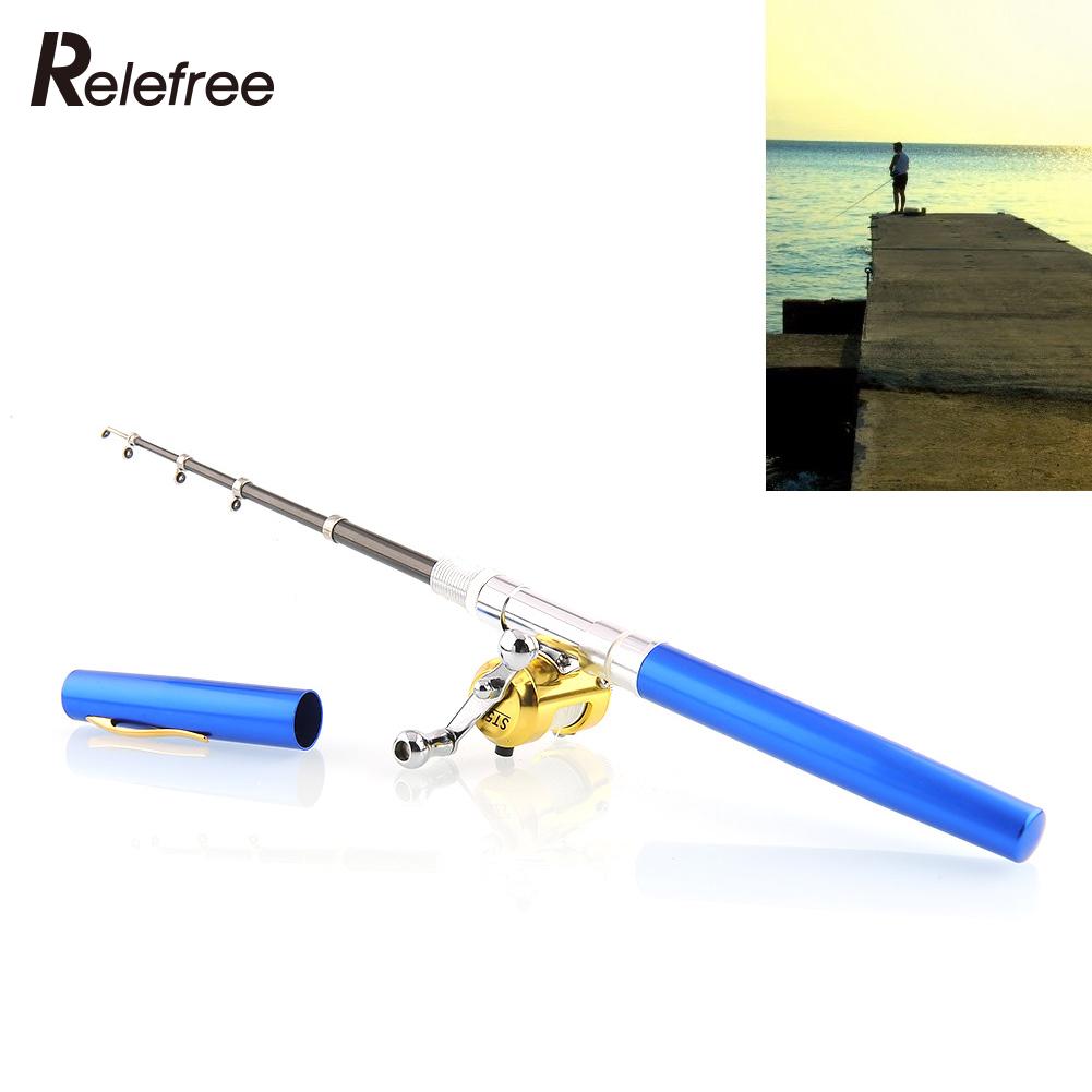 Aluminum Alloy Fishing Rod Pen Reel Pole Fly Stick Kits Blue Briefcase Backpack High Quality Useful 1M