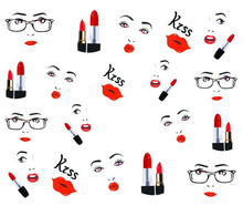 2014 New Water Transfer Nail Art Stickers Decal Sexy Red Lips Beauty Lipsticks Design DIY French