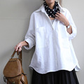 2016 Women Blouse Loose Body Shirt Vintage Long Sleeve Plus Size Casual Linen Shirt Women Blusas