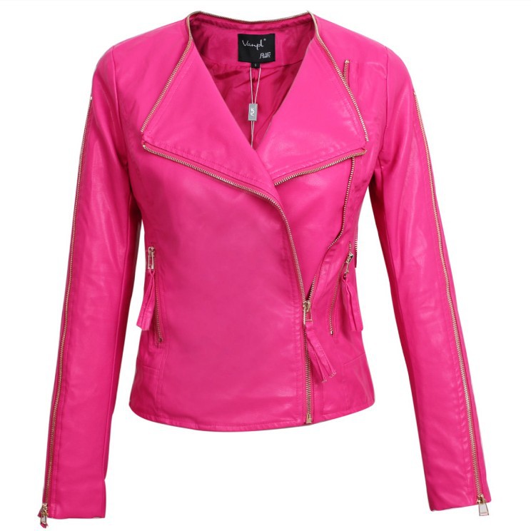 Ladies Pink Leather Jacket zgaFJr