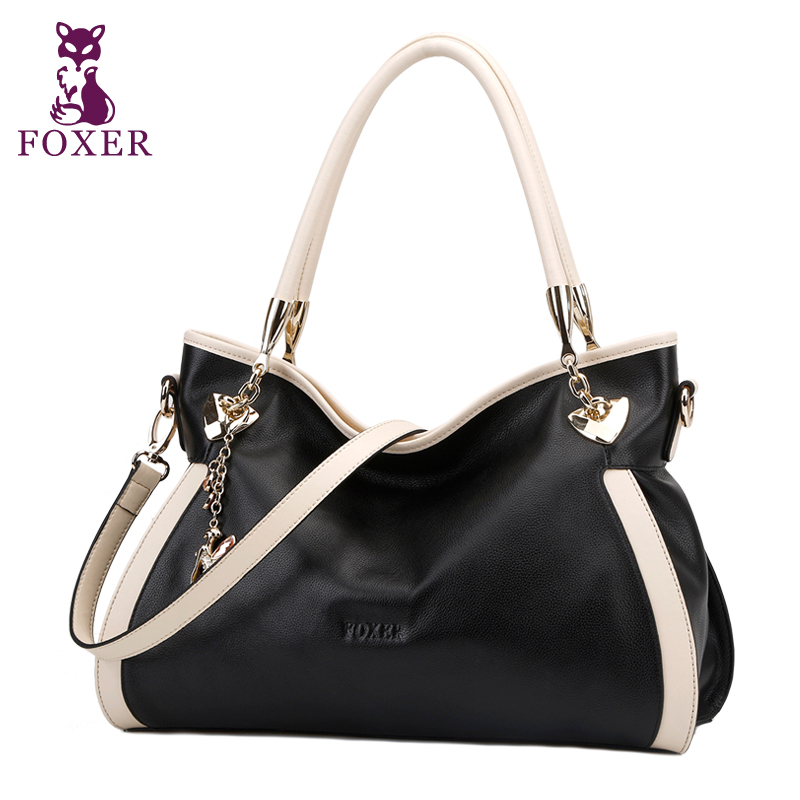 FOXER 2016 women leather handbag fashion messenger bag genuine leather totes designer brand shoulder bags ladies crossbody bag