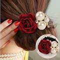 Drop Shipping Candy Color Rose Flower Scrunchy Ponytail Hair Band Elastic Rope Rubbers Women Headwear Wholesale