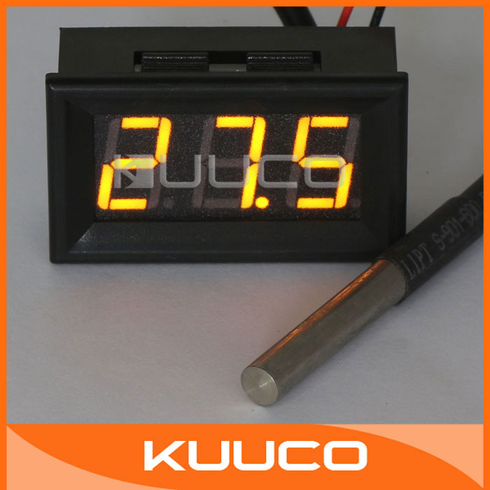 Здесь можно купить  5 PCS/LOT DS18B20 Probe Thermometer -55-125 Celsius Degrees Yellow LED Digital Thermometer  Sensor Probe 1 Mete #090765  Инструменты