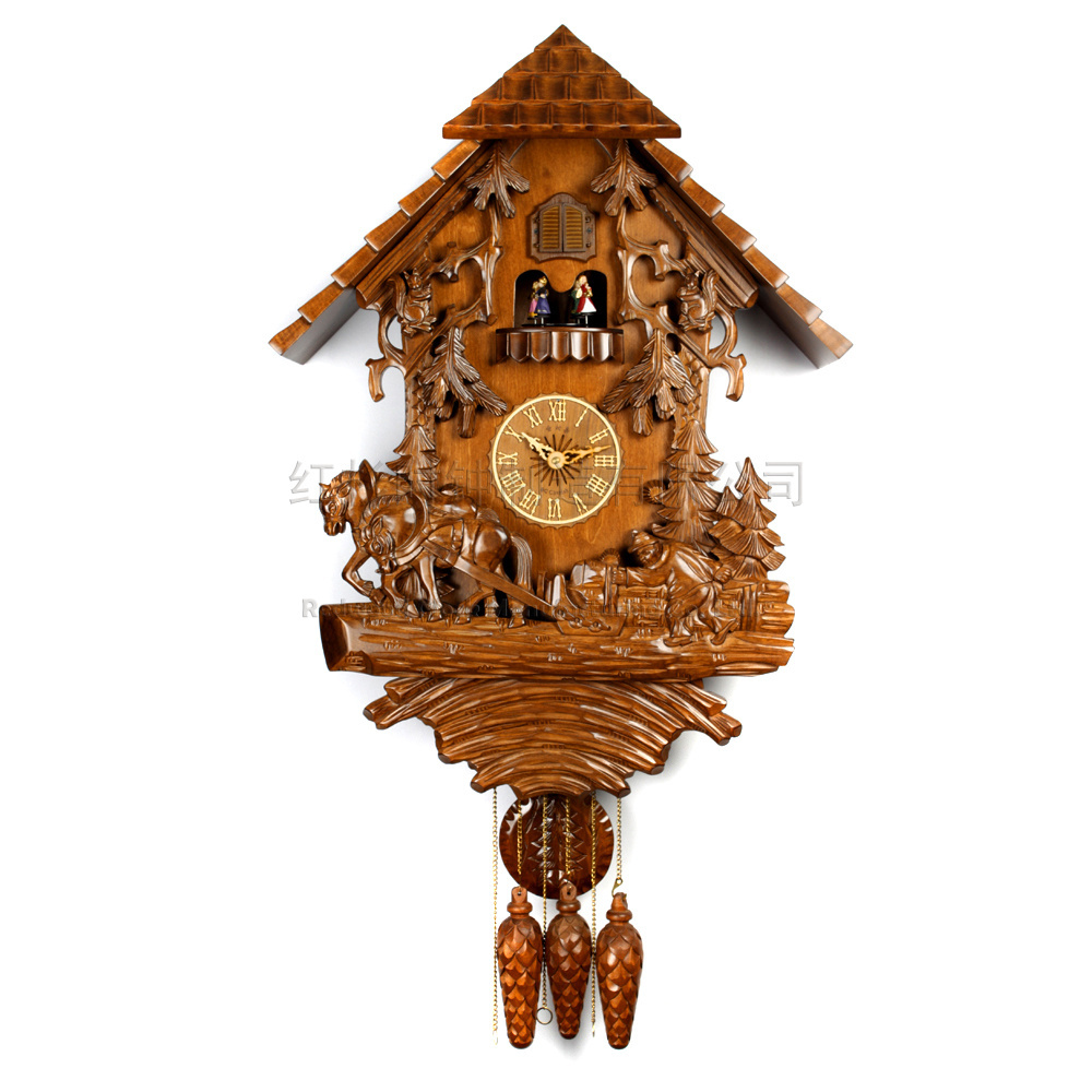Hand carved cuckoo clock cuckoo clock wood wall clock European pastoral