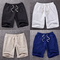Top Quality 2017 Summer Fashion Breathable Thin Beach Bermuda Elastic Waist Linen Shorts Black Khaki White