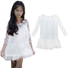 Kids Princess Girl Lace Fancy Dress Long Sleeve Tops Casual Dress